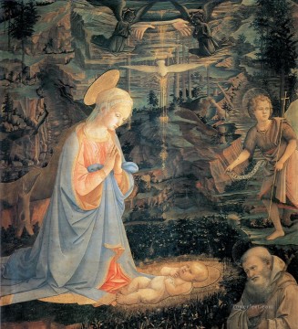 宗教的 Painting - 幼児イエスの崇拝 フィリッポ・リッピ 宗教的キリスト教徒